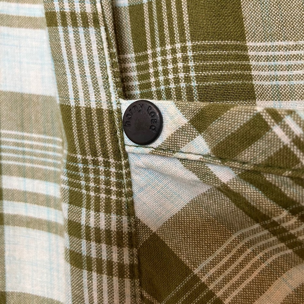 Horny Toad Organic Cotton Sleeveless Sun Dress L Olive Plaid Sustainable Cottage - Picture 5 of 8